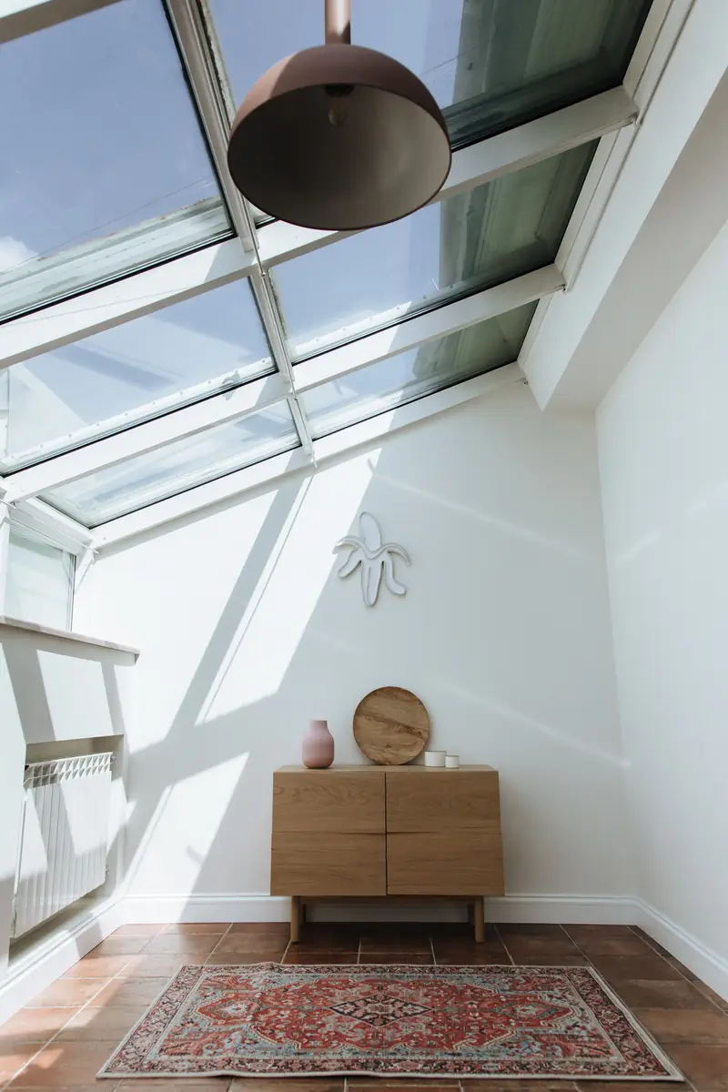 Roof window over a sitting area