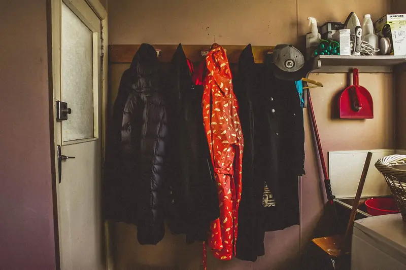 Coat hooks by the back door