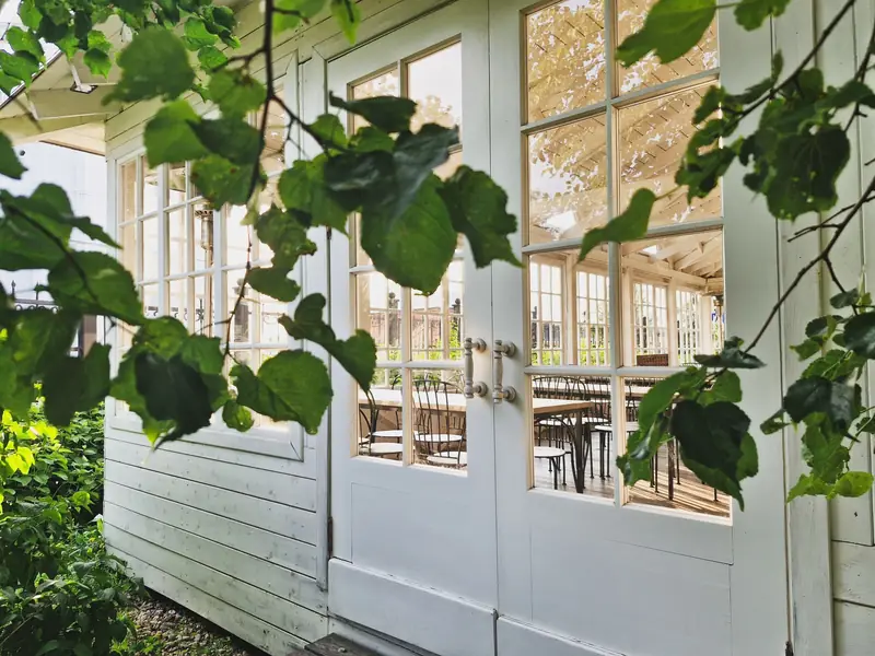 Glass doors onto the patio
