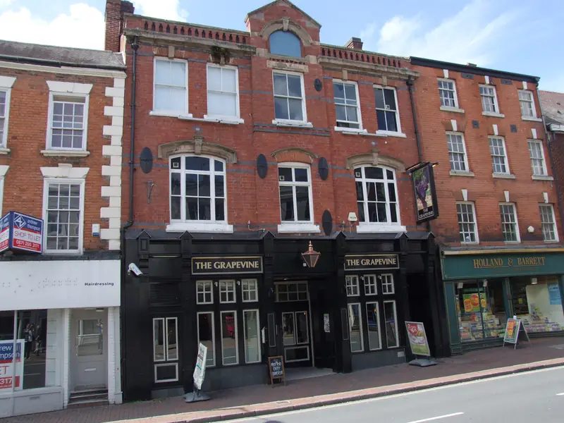 Red-brick buildings on the High Street in Bromsgrove